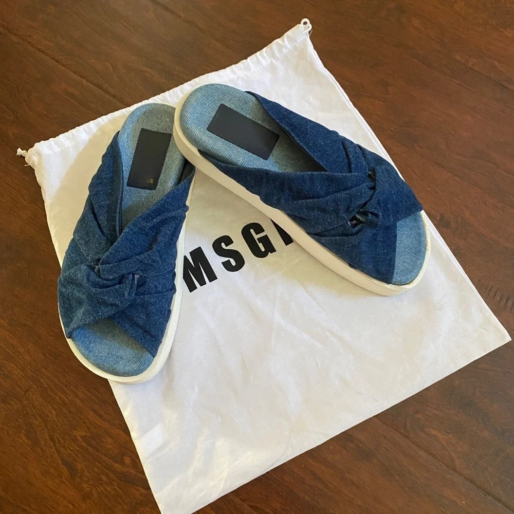 MSGM Blue Cloth Slide Sandals European Model Size 9 (EU 39)